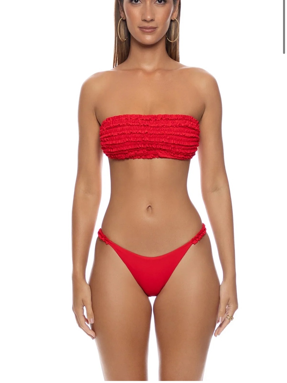 Luli Fama Red Moderate Style Sweet Love Bikini Bottoms